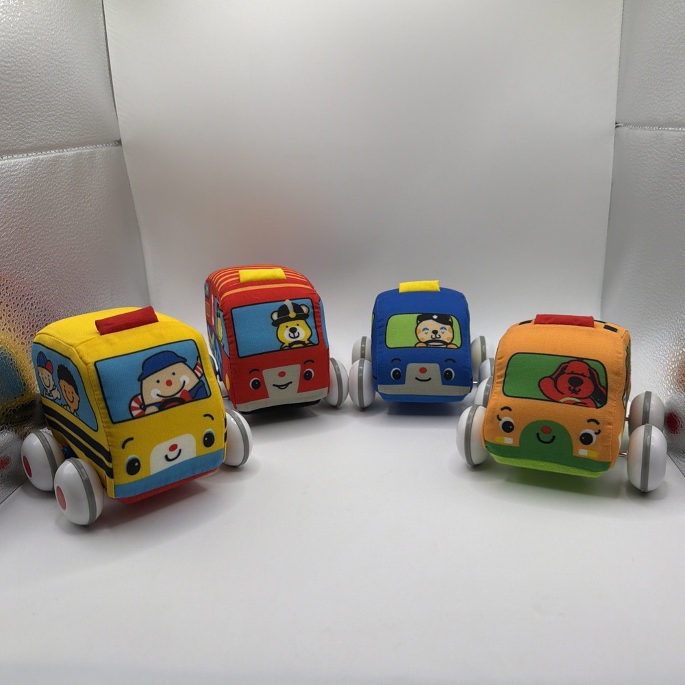 Melissa &  Doug Pull-Back Vehicle Baby Toys Set with 4 Soft Toy Cars and Trucks